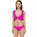 Fashion Fuchsia Pink	 - 	Low Cut Ruffle Edge Bikini Set View1