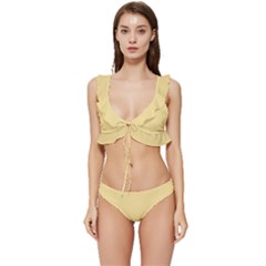 Egg Nog Yellow	 - 	low Cut Ruffle Edge Bikini Set by ColorfulSwimWear