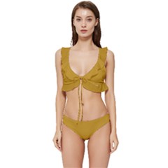 Honey Yellow	 - 	low Cut Ruffle Edge Bikini Set by ColorfulSwimWear