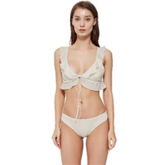 Egg Shell	 - 	low Cut Ruffle Edge Bikini Set by ColorfulSwimWear