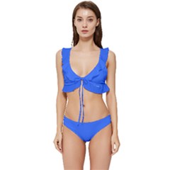 Ribbon Blue	 - 	low Cut Ruffle Edge Bikini Set by ColorfulSwimWear