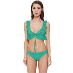 Mint Leaf Green	 - 	low Cut Ruffle Edge Bikini Set by ColorfulSwimWear