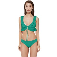 Paleo Veronese Green	 - 	low Cut Ruffle Edge Bikini Set by ColorfulSwimWear