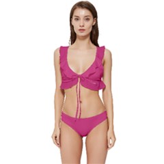 Pink Yarrow	 - 	low Cut Ruffle Edge Bikini Set by ColorfulSwimWear