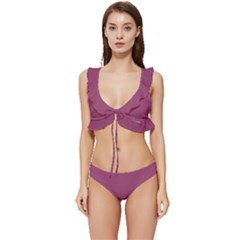 Magenta Haze Purple	 - 	low Cut Ruffle Edge Bikini Set by ColorfulSwimWear