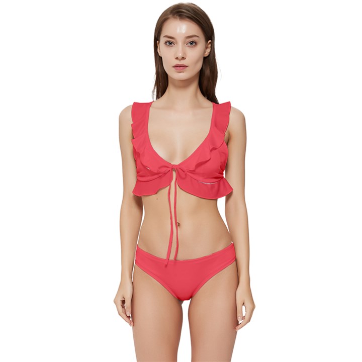 Red Salsa	 - 	Low Cut Ruffle Edge Bikini Set