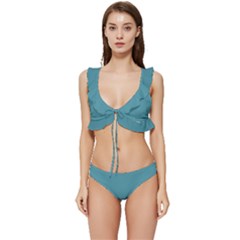 Turkish Blue	 - 	Low Cut Ruffle Edge Bikini Set