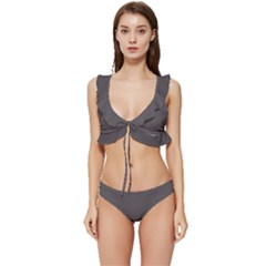 Vampire Grey	 - 	low Cut Ruffle Edge Bikini Set by ColorfulSwimWear