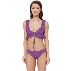 Plum Purple	 - 	low Cut Ruffle Edge Bikini Set by ColorfulSwimWear