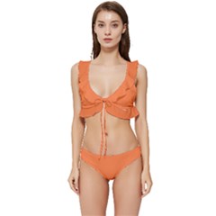 Orange Mango	 - 	low Cut Ruffle Edge Bikini Set by ColorfulSwimWear