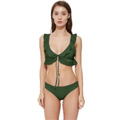 Dark Forest Green	 - 	low Cut Ruffle Edge Bikini Set by ColorfulSwimWear