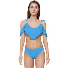 Butterfly Blue	 - 	ruffle Edge Tie Up Bikini Set by ColorfulSwimWear