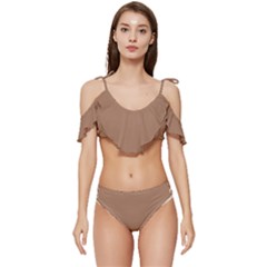 Cafe Au Lait Brown	 - 	ruffle Edge Tie Up Bikini Set by ColorfulSwimWear