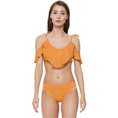 Deep Saffron Orange	 - 	ruffle Edge Tie Up Bikini Set by ColorfulSwimWear