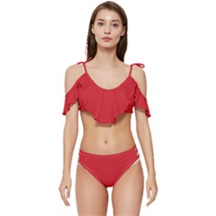 Amaranth Red	 - 	ruffle Edge Tie Up Bikini Set by ColorfulSwimWear