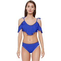 Persian Blue	 - 	ruffle Edge Tie Up Bikini Set by ColorfulSwimWear