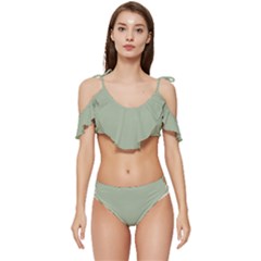 Laurel Green	 - 	ruffle Edge Tie Up Bikini Set