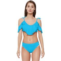 Vivid Sky Blue	 - 	ruffle Edge Tie Up Bikini Set by ColorfulSwimWear