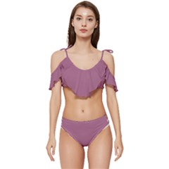 Red Violet Purple	 - 	ruffle Edge Tie Up Bikini Set by ColorfulSwimWear