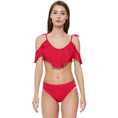 Spanish Red	 - 	ruffle Edge Tie Up Bikini Set by ColorfulSwimWear