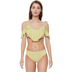 Yellow Iris	 - 	ruffle Edge Tie Up Bikini Set by ColorfulSwimWear