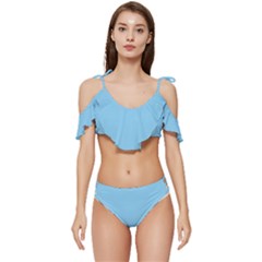 Baby Blue	 - 	ruffle Edge Tie Up Bikini Set by ColorfulSwimWear