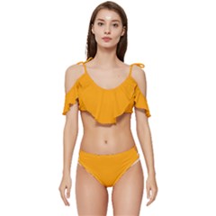 Orange Peel	 - 	ruffle Edge Tie Up Bikini Set