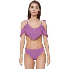 Pearly Purple	 - 	ruffle Edge Tie Up Bikini Set