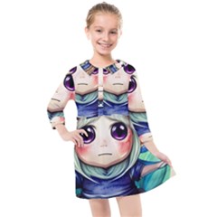 Shroom Mushrooms Kids  Quarter Sleeve Shirt Dress by GardenOfOphir