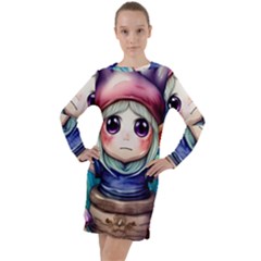 Shroom Mushrooms Long Sleeve Hoodie Dress by GardenOfOphir