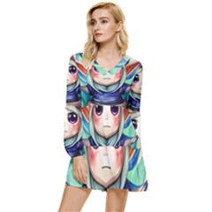 Shroom Mushrooms Tiered Long Sleeve Mini Dress by GardenOfOphir