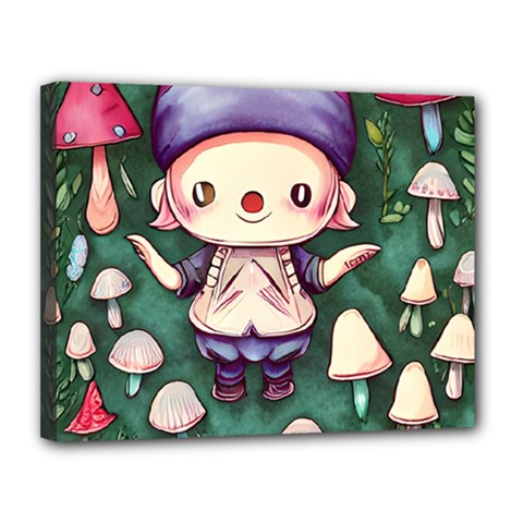 Toadstool Mushrooms Canvas 14  X 11  (stretched) by GardenOfOphir