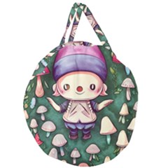 Toadstool Mushrooms Giant Round Zipper Tote by GardenOfOphir