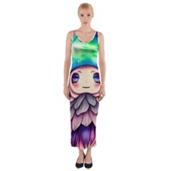 Conjuration Mushrooms Fitted Maxi Dress by GardenOfOphir