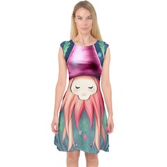 Toadstool Necromancy Mojo Capsleeve Midi Dress by GardenOfOphir