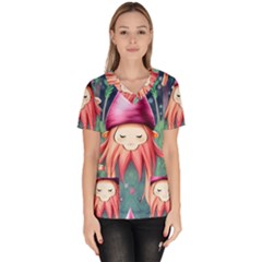 Toadstool Necromancy Mojo Women s V-neck Scrub Top by GardenOfOphir