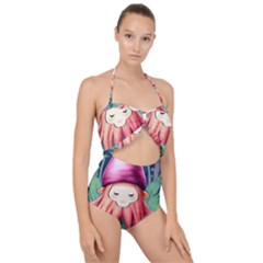 Toadstool Necromancy Mojo Scallop Top Cut Out Swimsuit by GardenOfOphir