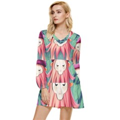 Toadstool Necromancy Mojo Tiered Long Sleeve Mini Dress by GardenOfOphir