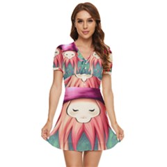 Toadstool Necromancy Mojo V-neck High Waist Chiffon Mini Dress by GardenOfOphir