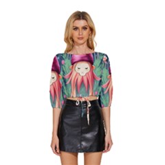 Toadstool Necromancy Mojo Mid Sleeve Drawstring Hem Top