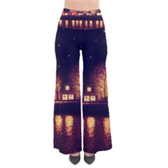 Night Houses River Bokeh Leaves So Vintage Palazzo Pants by Ravend