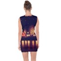 Night Houses River Bokeh Leaves Lace Up Front Bodycon Dress View2