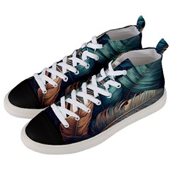 Ai Generated Leaves Foliage Plants Men s Mid-top Canvas Sneakers by Ravend