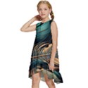 Ai Generated Leaves Foliage Plants Kids  Frill Swing Dress View2