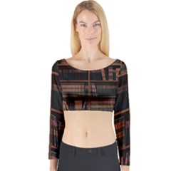 Books Bookshelf Bookcase Library Long Sleeve Crop Top by Ravend