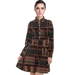 Books Bookshelf Bookcase Library Long Sleeve Chiffon Shirt Dress by Ravend