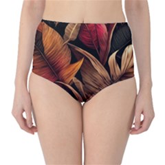 Ai Generated Leaves Tropical Palm Classic High-waist Bikini Bottoms by Ravend