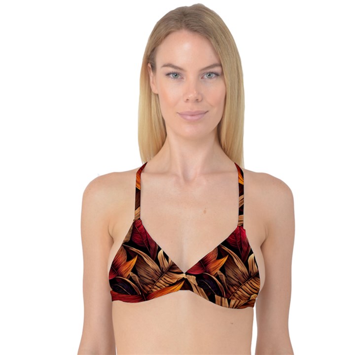 Ai Generated Leaves Tropical Palm Reversible Tri Bikini Top