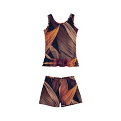 Ai Generated Leaves Tropical Palm Kids  Boyleg Swimsuit by Ravend