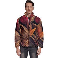 Ai Generated Leaves Tropical Palm Men s Puffer Bubble Jacket Coat